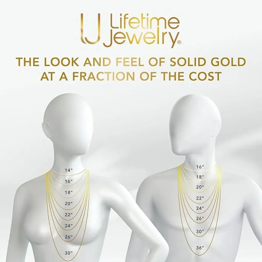 LIFETIME JEWELRY Beveled Cuban Link Curb Chain Necklace 24k Gold Plate 20